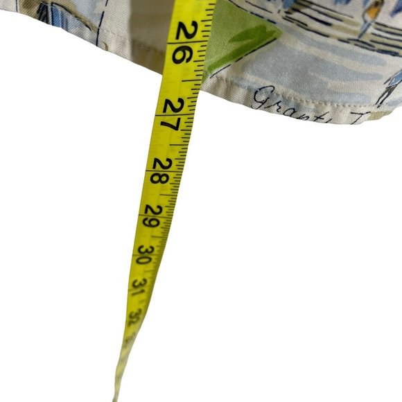 New York City Tourist Attractions Print Short Sleeve Button Up Top Large - Picture 5 of 5